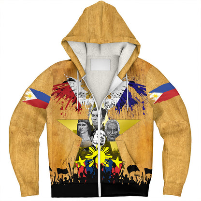 Philippines Filipinos Sherpa Hoodie National Heroes Flag Eagle