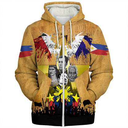 Philippines Filipinos Sherpa Hoodie National Heroes Flag Eagle