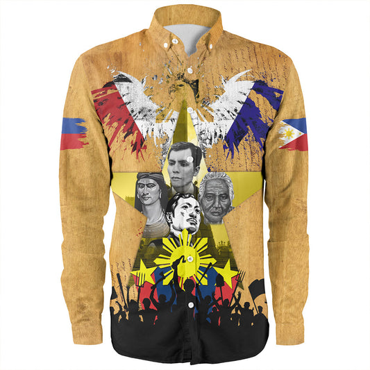 Philippines Filipinos Long Sleeve Shirt National Heroes Flag Eagle