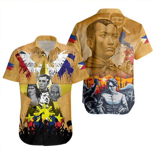 Philippines Filipinos Short Sleeve Shirt National Heroes Flag Eagle