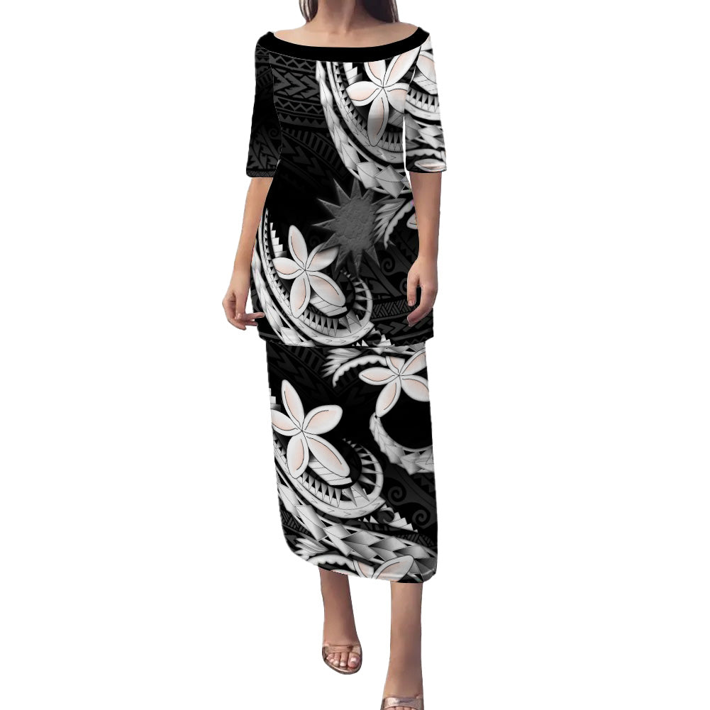 Nauru Combo Puletasi And Shirt Polynesian Patterns Plumeria Flowers Special Style