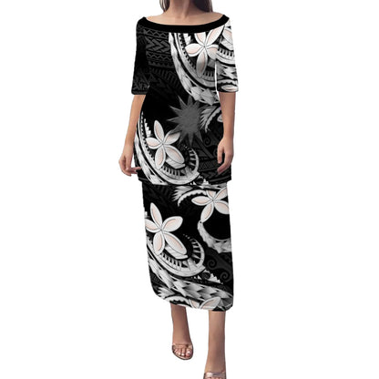 Nauru Combo Puletasi And Shirt Polynesian Patterns Plumeria Flowers Special Style