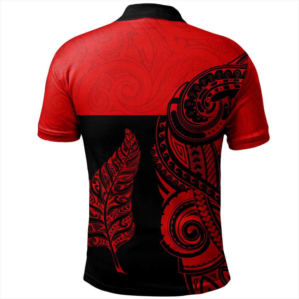New Zealand Polo Shirt Maori Pattern Aotearoa Silver Fern Tattoo