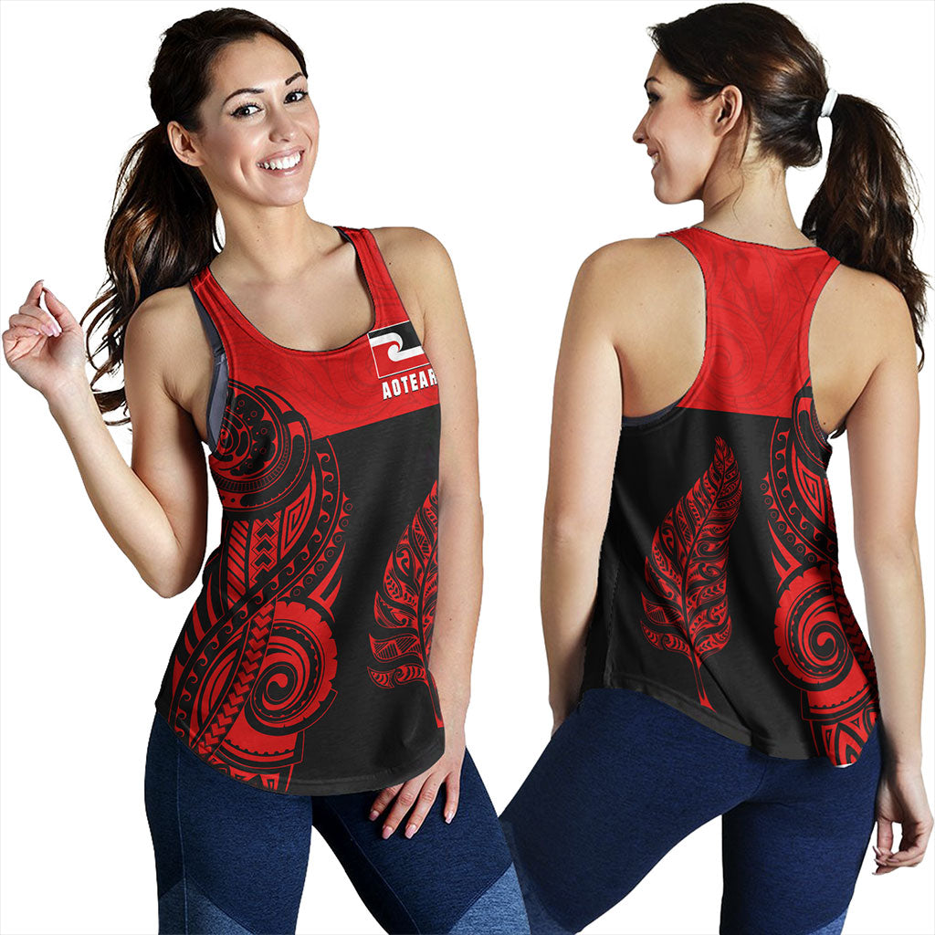 New Zealand Women Tank Maori Pattern Aotearoa Silver Fern Tattoo