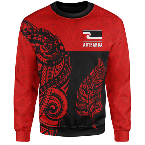 New Zealand Sweatshirt Maori Pattern Aotearoa Silver Fern Tattoo