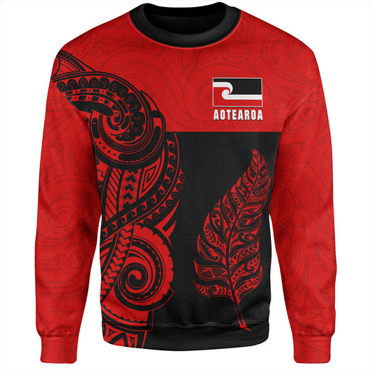 New Zealand Sweatshirt Maori Pattern Aotearoa Silver Fern Tattoo