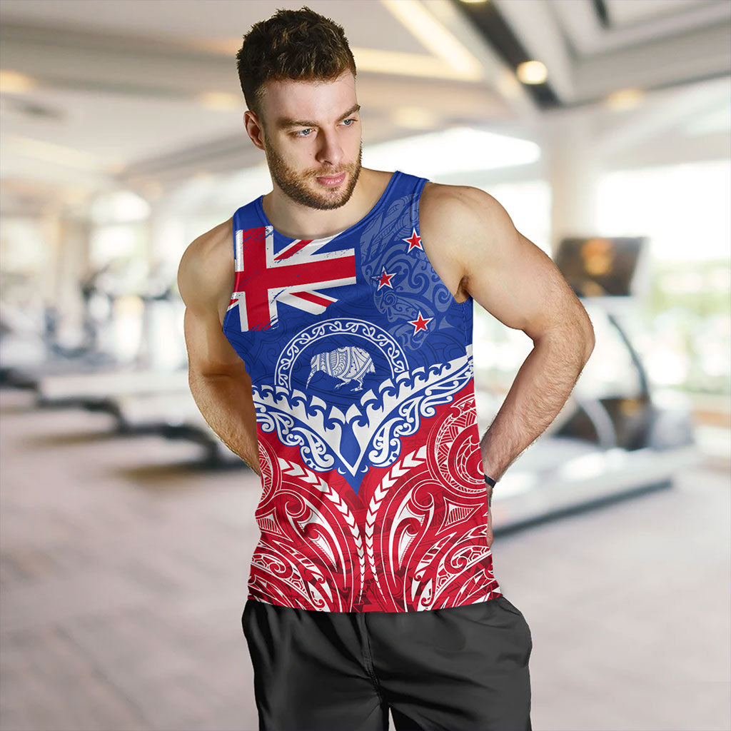 New Zealand Tank Top Flag With Kiwi And Maori Pattern