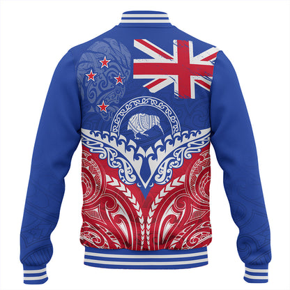 New Zealand Baseball Jacket Flag With Kiwi And Maori Pattern