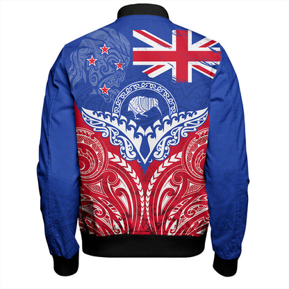 New Zealand Bomber Jacket Flag With Kiwi And Maori Pattern