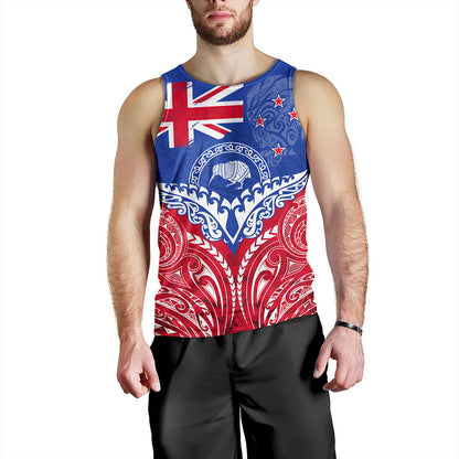 New Zealand Tank Top Flag With Kiwi And Maori Pattern