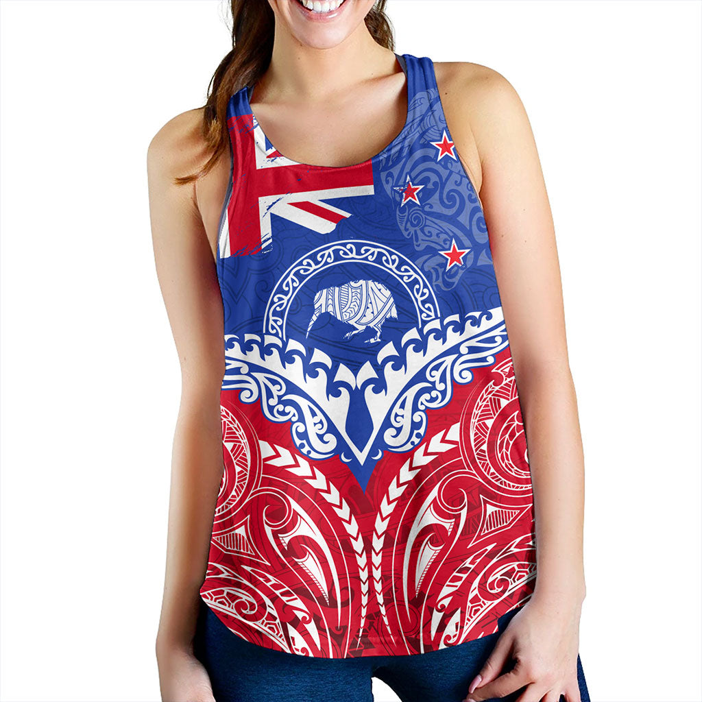 New Zealand Women Tank Flag With Kiwi And Maori Pattern