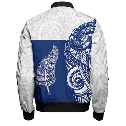 New Zealand Bomber Jacket Maori Pattern Silver Fern Tattoo