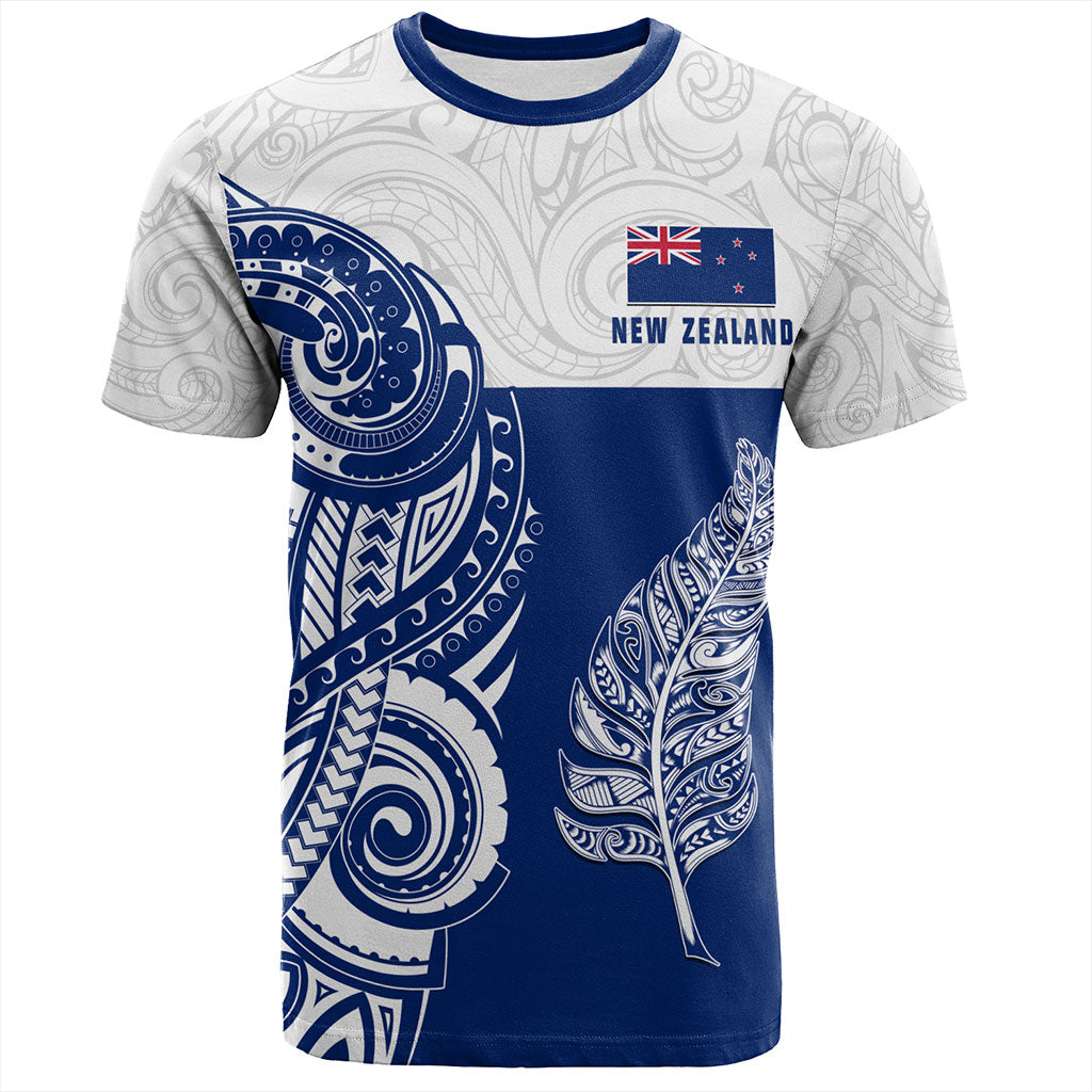 New Zealand T-Shirt Maori Pattern Silver Fern Tattoo