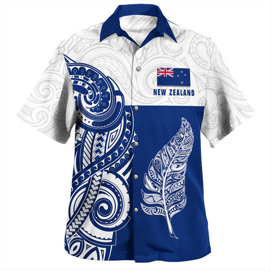 New Zealand Hawaiian Shirt Maori Pattern Silver Fern Tattoo