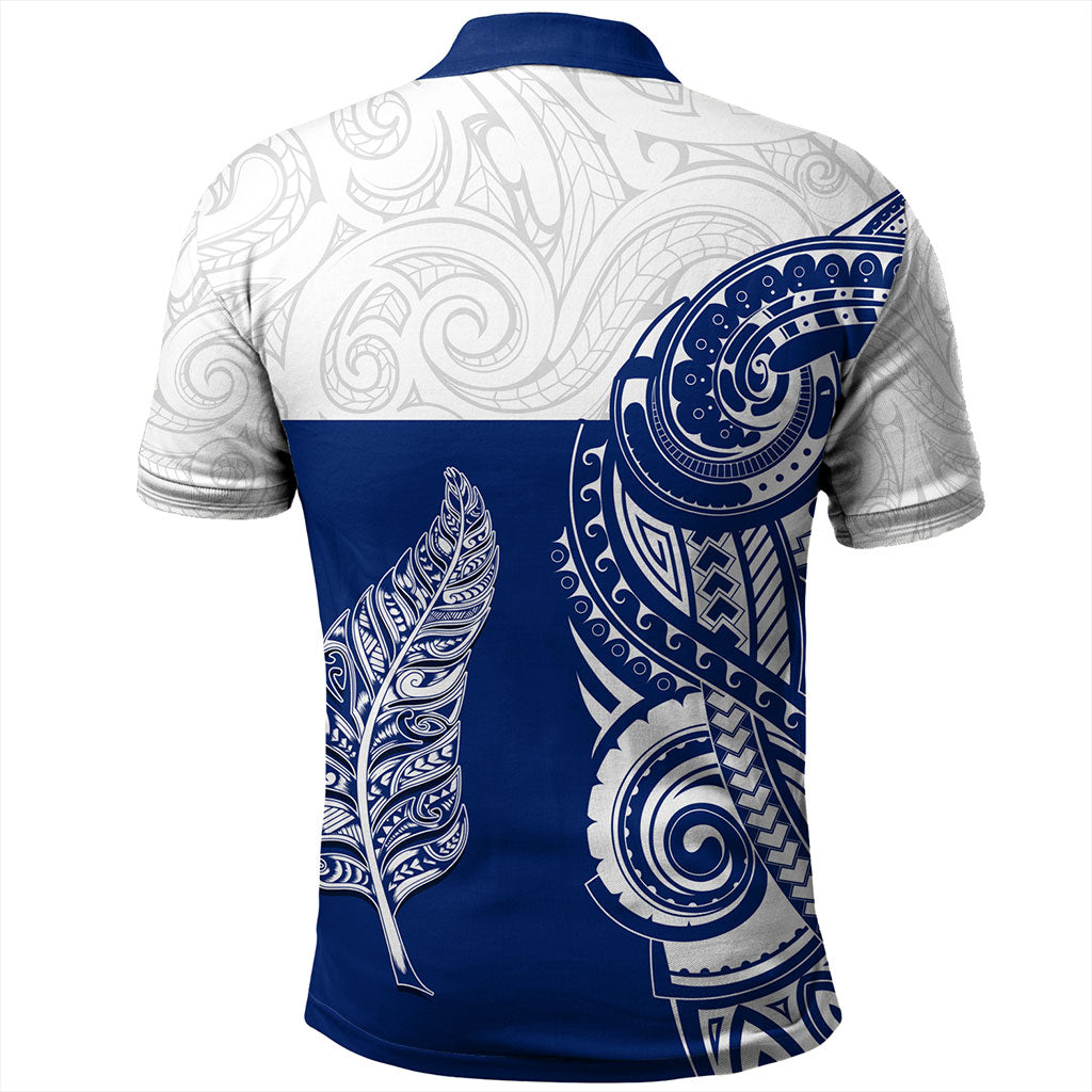 New Zealand Polo Shirt Maori Pattern Silver Fern Tattoo