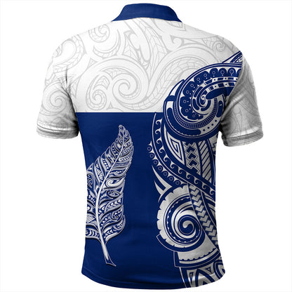 New Zealand Polo Shirt Maori Pattern Silver Fern Tattoo