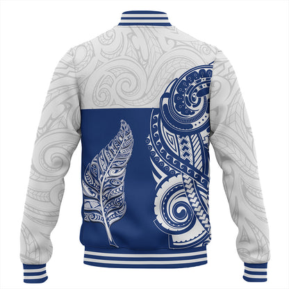New Zealand Baseball Jacket Maori Pattern Silver Fern Tattoo