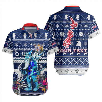 New Zealand Short Sleeve Shirt Custom Meri Kirihimete Ugly Christmas Gnome Packing Out a Unicorn