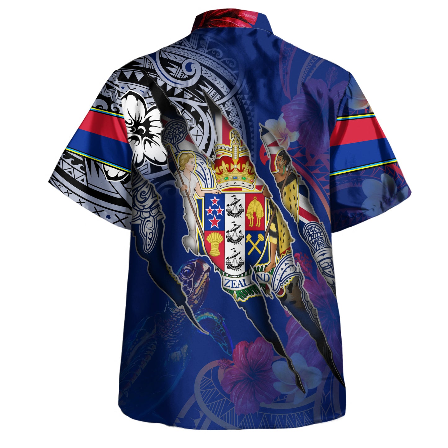 New Zealand Hawaiian Shirt Custom Kiwis Blood Inside Me Polynesian Sleeve Tattoo Tropical Blue