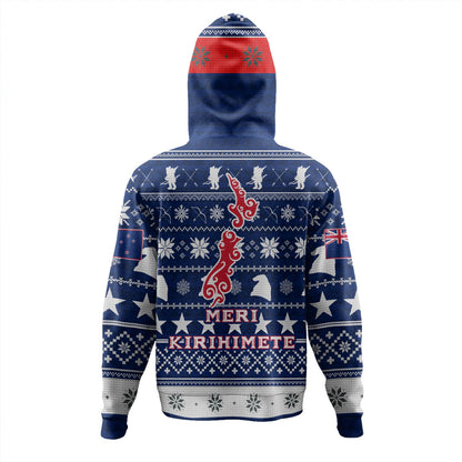 New Zealand Hoodie Custom Meri Kirihimete Ugly Christmas Gnome Packing Out a Unicorn