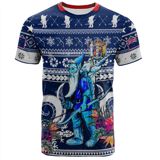 New Zealand T-Shirt Custom Meri Kirihimete Ugly Christmas Gnome Packing Out a Unicorn