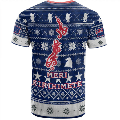 New Zealand T-Shirt Custom Meri Kirihimete Ugly Christmas Gnome Packing Out a Unicorn