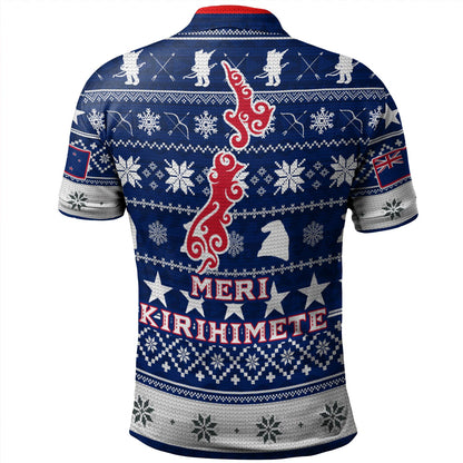 New Zealand Polo Shirt Custom Meri Kirihimete Ugly Christmas Gnome Packing Out a Unicorn