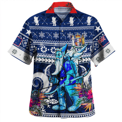 New Zealand Hawaiian Shirt Custom Meri Kirihimete Ugly Christmas Gnome Packing Out a Unicorn
