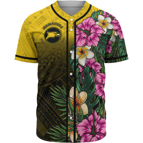 Hawaii Custom Personalised Baseball Shirt - Nanakuli High and Intermediate School Hawaiian Tropical Flowers