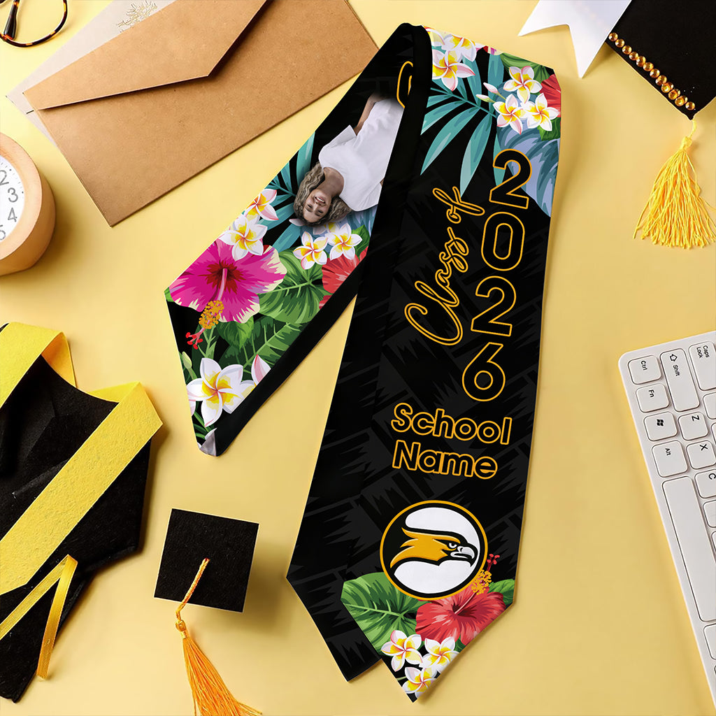 Hawaii Graduation Stole Custom Nanakuli High and Intermediate School Class 2026 Tropical Hibiscus Island Style