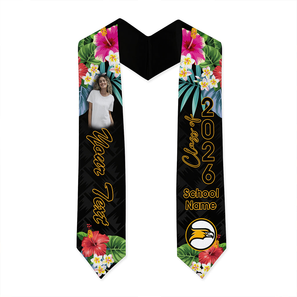 Hawaii Graduation Stole Custom Nanakuli High and Intermediate School Class 2026 Tropical Hibiscus Island Style