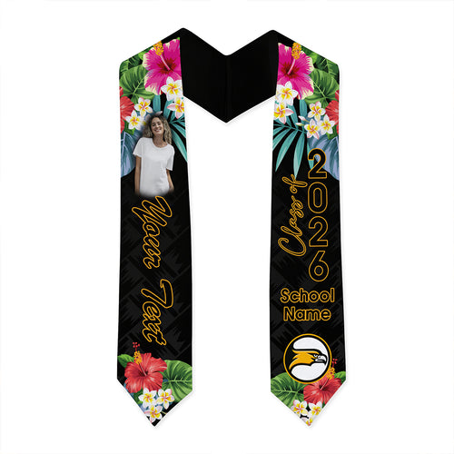 Hawaii Graduation Stole Custom Nanakuli High and Intermediate School Class 2026 Tropical Hibiscus Island Style