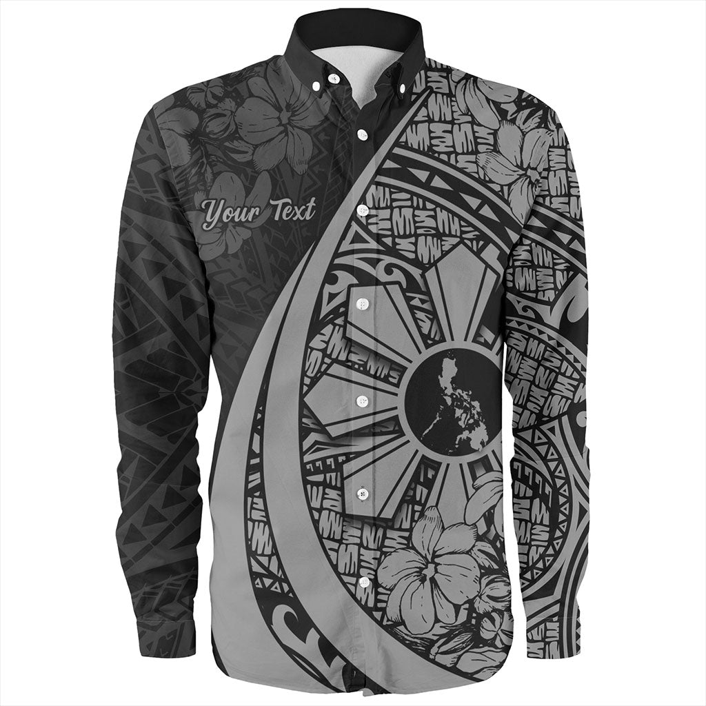 Philippines Filipinos Long Sleeve Shirt Custom National Sampaguita Flower Symbols Style