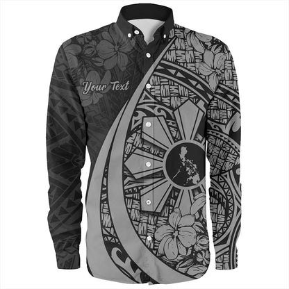 Philippines Filipinos Long Sleeve Shirt Custom National Sampaguita Flower Symbols Style
