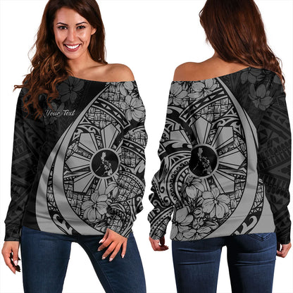 Philippines Filipinos Off Shoulder Sweatshirt Custom National Sampaguita Flower Symbols Style