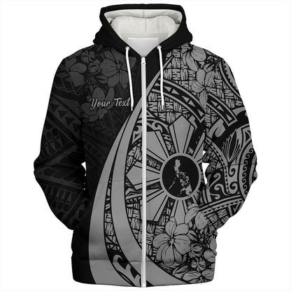 Philippines Filipinos Sherpa Hoodie Custom National Sampaguita Flower Symbols Style