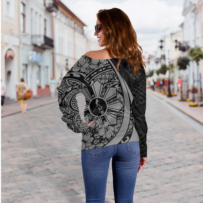 Philippines Filipinos Off Shoulder Sweatshirt Custom National Sampaguita Flower Symbols Style