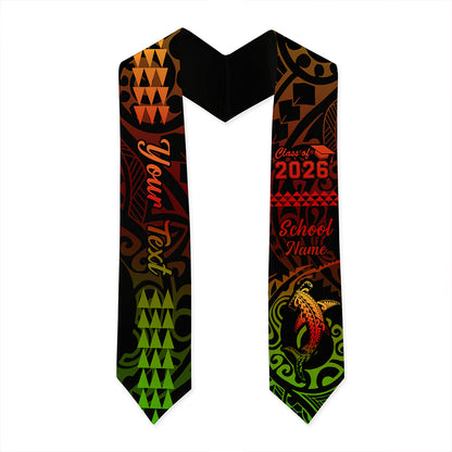 Hawaii Graduation Stole Custom Class 2026 Native Hammerhead Shark Kakau Style