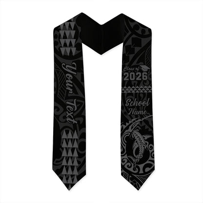 Hawaii Graduation Stole Custom Class 2026 Native Hammerhead Shark Kakau Style