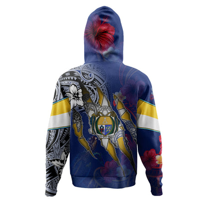 Nauru Hoodie Custom Nauruan Blood Inside Me Polynesian Sleeve Tattoo Tropical Blue