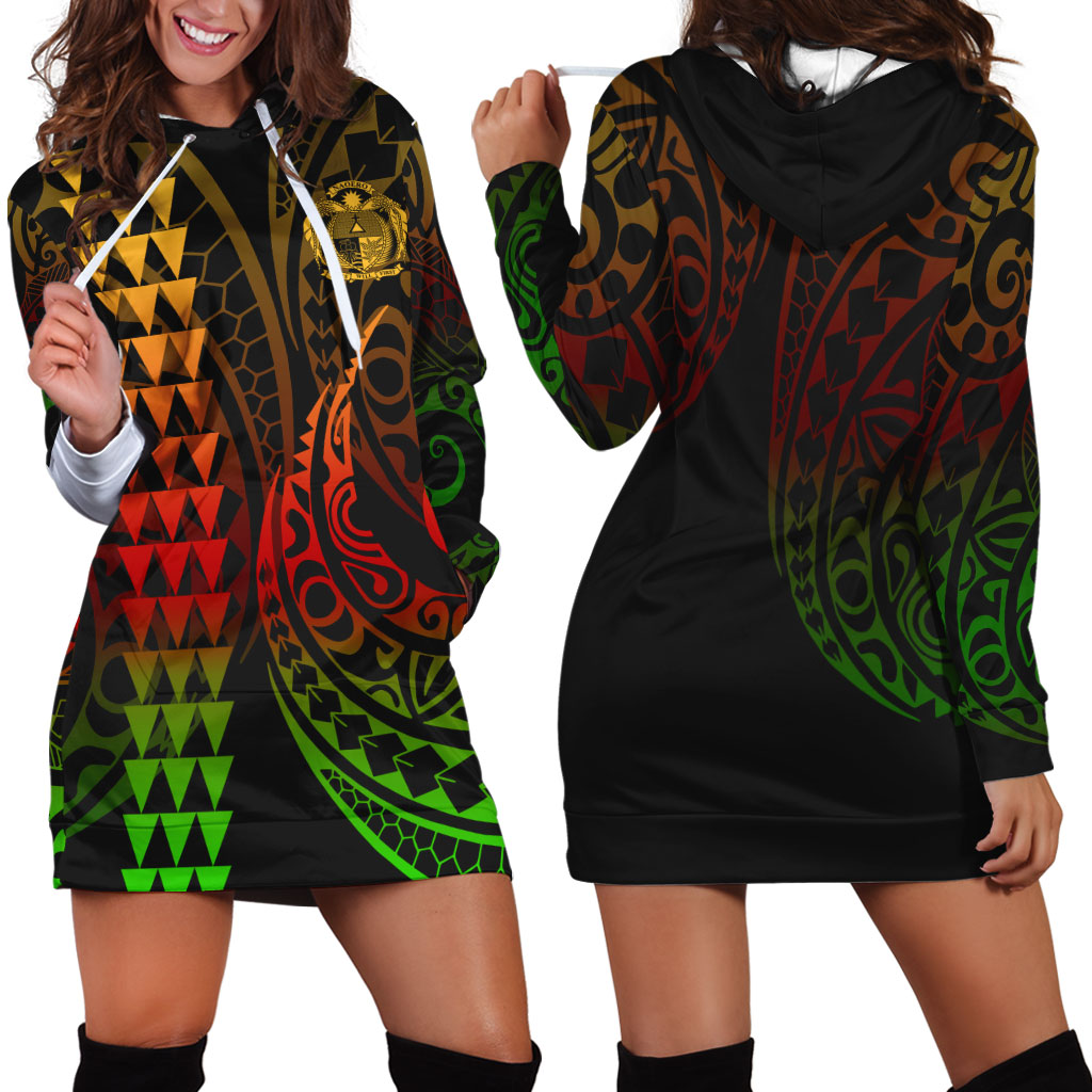 Nauru Hoodie Dress Kakau Style Reggae