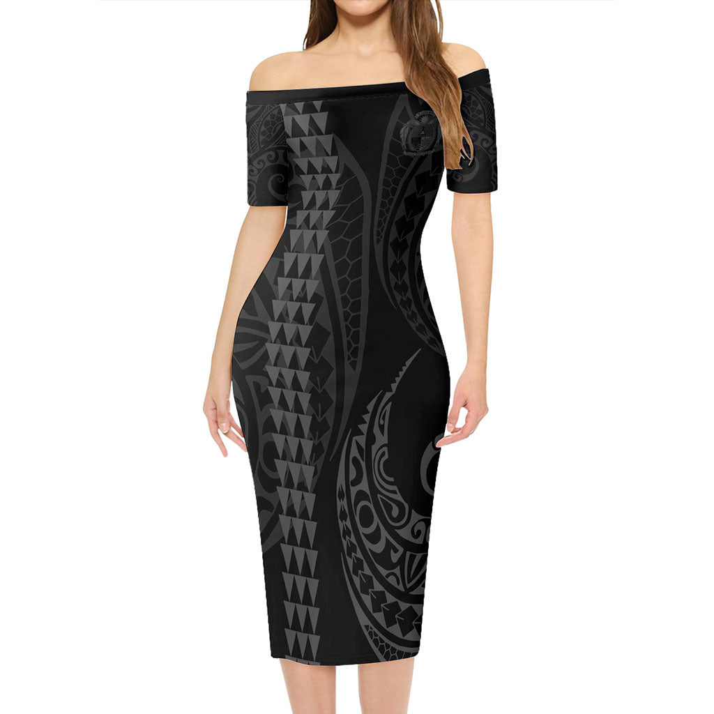 Nauru Combo Short Sleeve Dress And Shirt Kakau Style Grey