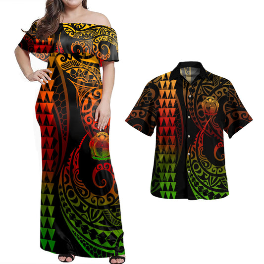 Nauru Combo Dress And Shirt Kakau Style Reggae