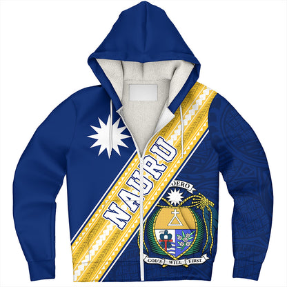 Nauru Sherpa Hoodie Flag And Coat Of Arms