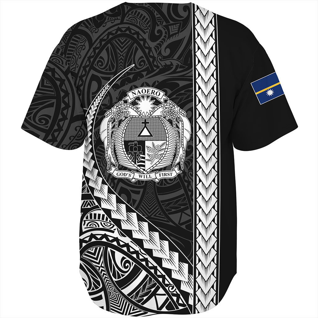 Nauru Baseball Shirt Tribal Micronesian Coat Of Arms