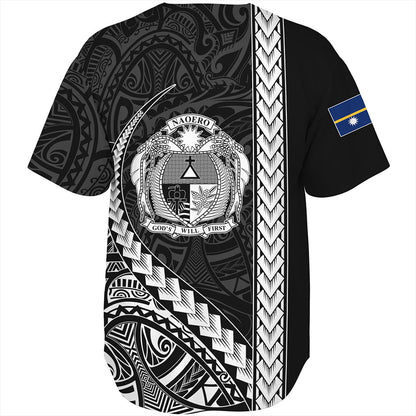 Nauru Baseball Shirt Tribal Micronesian Coat Of Arms