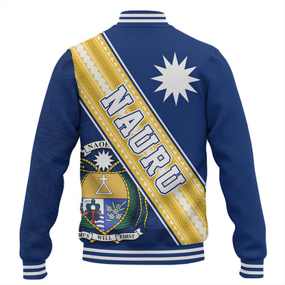 Nauru Baseball Jacket Flag And Coat Of Arms