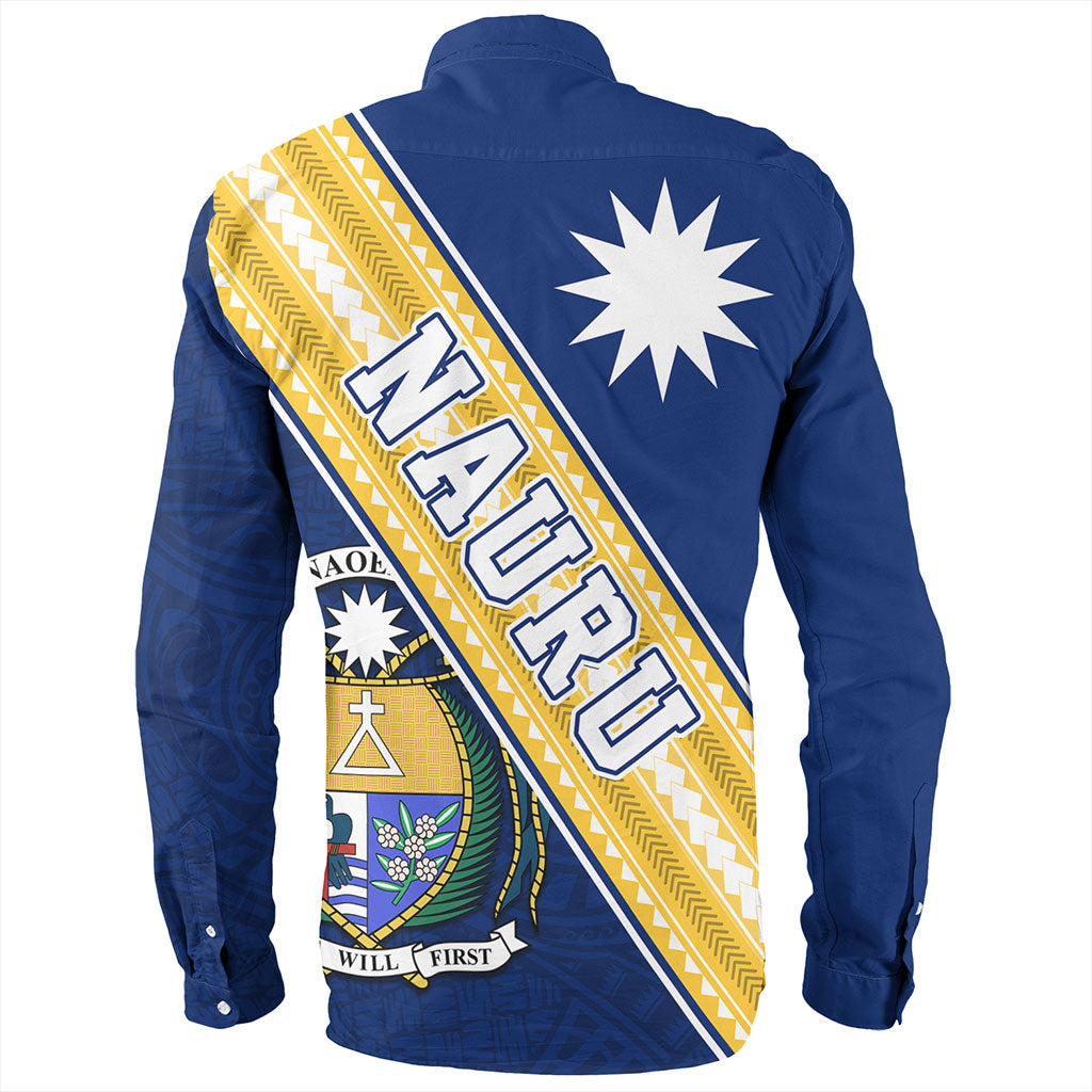 Nauru Long Sleeve Shirt Flag And Coat Of Arms