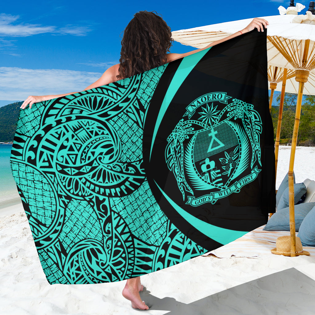Nauru Sarong Coat Of Arm Lauhala Circle Turquoise