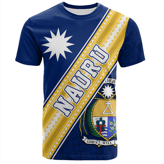 Nauru T-Shirt Flag And Coat Of Arms